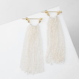 Серьги металл Цепи сборка, цвет серебряно-золотой, 8 см