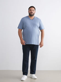 B?y?k Beden V Yaka Penye Erkek Ti??rt