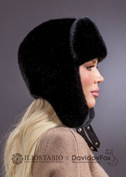 шапка Ушанка экомех блэк - Davidovfox фото 4