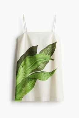 Vestido en mezcla de lino con tirantes espagueti