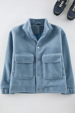 Trendyolmilla Man Limited Edition Mavi Regular Fit Dik Yaka Cep Detayl? C?t C?tl? Yumusak K?sl?k Mont TMNAW25MO00034  фото 7