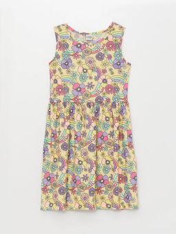 Bisiklet Yaka Desenli K?z ?ocuk Elbise