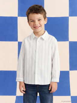 Uzun Kollu ?izgili Erkek ?ocuk G?mlek