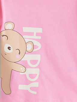 Bisiklet Yaka Bask?l? K?z ?ocuk Ti??rt