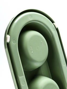 Миска двойная для животных «Мур-мяу», 300 мл, на подставке, пластик, цвет фисташковый