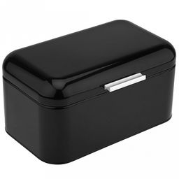 Хлебница сталь, глянцевая эмаль 30х18см h16см, s0,4мм, откидная крышка, цвет - черный, в индивидуальной коробке (Китай)