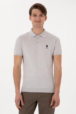 Erkek Slim Fit Polo Yaka A__k Gri Ti__rt