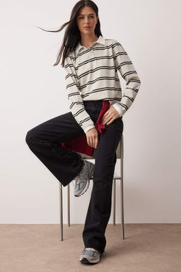 Cok Renkli Cizgili Polo Yaka Fitted/Vucuda Oturan Orme T-Shirt TWOAW26TS00026 - Trendyolmilla фото 2