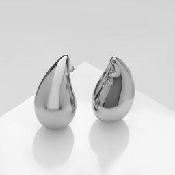 Серьги пластик «Капля» крупная, цвет серебро