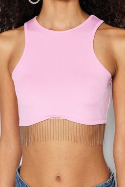 Pembe Crop Orme Aksesuarl? Bluz TPRSS23BZ00082 - Trendyolmilla фото 4