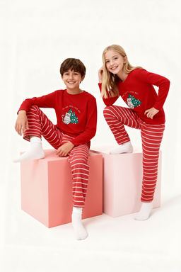 K?rm?z? Yumusak Dokulu Bask?l? Regular Orme Unisex Cocuk Pijama Tak?m? TKDAW26PT00004 - Trendyolmilla фото 10