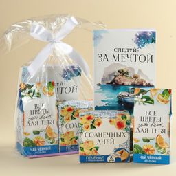 Набор Следуй за мечтой: чай чёрный с апельсином 50 г., печенье с предсказаниями 48 г (8 шт. х 6 г)., ежедневник 80 листов
