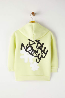Sar? Pamuklu Bask?l? Kapusonlu Oversize Orme Kal?n/Ici Polarl? Unisex Sweatshirt TKDAW26SW00045 - Trendyolmilla фото 6