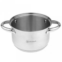 "Zeidan" "Vienna" Кастрюля из нержавеющей стали 2,1л, д16см, стеклянная крышка, ручки на корпусе и крышке металлические, комбинированная полировка снаружи, матовая полировка внутри, 5-ти степовое капсулированное индукционное дно, подарочная упаковка