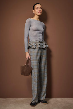 Cok Renkli F?r f?r Detayl? Ekoseli Wide Leg/Genis Paca Pantolon TWOAW26PL00153 - Trendyolmilla фото 2