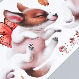 Наклейка пластик интерьерная цветная "Пёсики с крыльями бабочек" 30х83 см