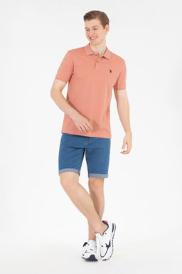 Мужская пудровая футболка с воротником поло Basic - U.s. polo assn фото 4