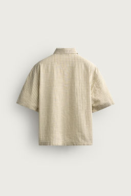 CAMISA BOXY FIT CUADROS / Blanco / Verde