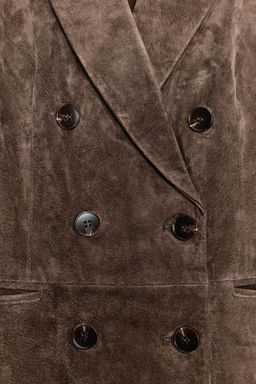 100% LEATHER DOUBLE-BREASTED BLAZER - Zara фото 7