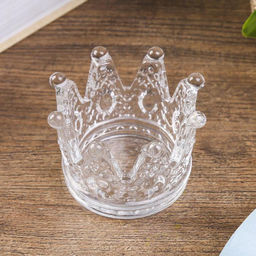 Цена за 2 шт. Стеклянный подсвечник на 1 свечу «Корона», прозрачный, 5×7×7 см
