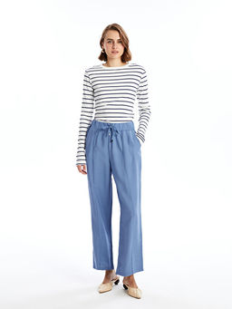 Beli Lastikli D?z Geni? Pa?a Kad?n Pantolon