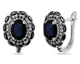 Серьги, сапфир корунд , шпинель нат., NKD-3534