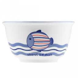 "Синий полосатик" Салатник фарфоровый 400мл, д12см, h6,6см, отводка, белый (Китай)