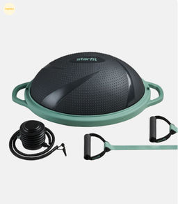 БЕЗ УПАКОВКИ Полусфера BOSU STARFIT GB-503 с эспандерами, с насосом, серый/зеленый фото 5