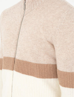 Ekru Regular Fit Y_n Kar___ml_ Fermuarl_ Triko H_rka - Pierre cardin фото 7