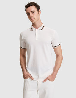 Ekru Slim Fit D__meli Polo Yaka Ti__rt