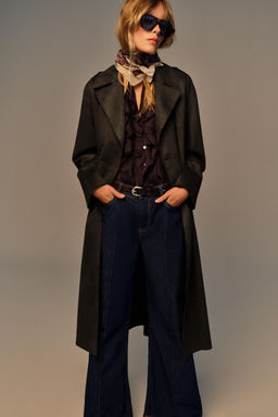 LONG FAUX SUEDE TRENCH COAT