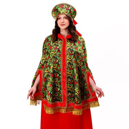 Карнавальный костюм Народные гуляния. Рябиновые гроздья, накидка, кокошник, р-р 42-50