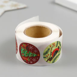 Цена за 2 шт. Наклейка бумага «Новый год», d=2.5 см, 252 шт. в рулоне