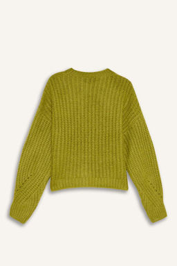 Крутой вязаный свитер оверсайз с широким кроем и круглым вырезом - Defacto фото 9