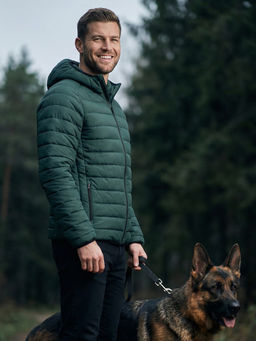 Куртка мужская стёганая с капюшоном с графеновой подкладкой бежевого цвета 9625_1B - Valianly фото 44