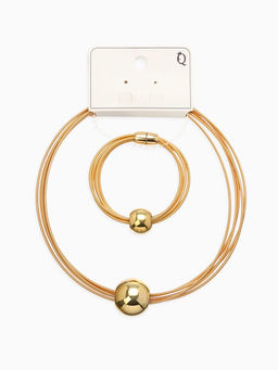 Набор 2 предмета: колье, браслет Бусина на нитях, цвет золото