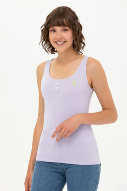 U. S. Polo Assn Женская сиреневая базовая футболка без рукавов с круглым вырезом - U.s. polo assn фото 3