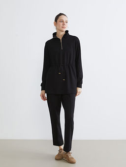 Dik Yaka Oversize Kad?n Sweatshirt Tunik