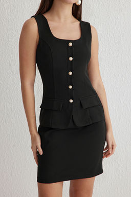 TRENDYOLMILLA K?rm?z? A Kesim Dugme Detayl? Mini Dokuma Elbise TWOSS25EL00028  фото 3