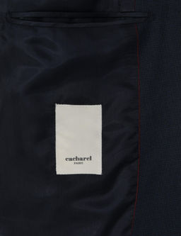 Lacivert Slim Fit Mikro Desenli Mono Yaka Tak_m Elbise - Cacharel фото 6