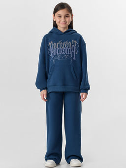 Комплект для девочек синий с надписью Rockstar