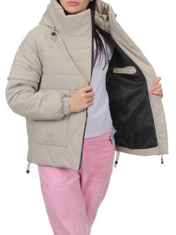 270 GRAY/BEIGE Куртка зимняя облегченная женская (верблюжья шерсть) - Фабричный китай фото 8
