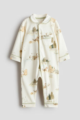 Printed cotton sleepsuit
