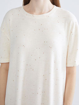 Bisiklet Yaka Bask?l? Kad?n Gecelik