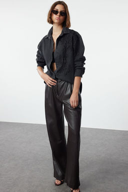 TRENDYOLMILLA Siyah Dantel Detayl? Denim Gomlek TWOAW25GO00080  фото 2