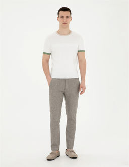 Ye_il Slim Fit Keten Kar___ml_ Kanvas Pantolon