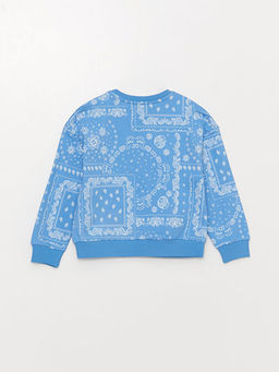 Bisiklet Yaka Bask?l? Uzun Kollu K?z ?ocuk Sweatshirt - Waikiki фото 3