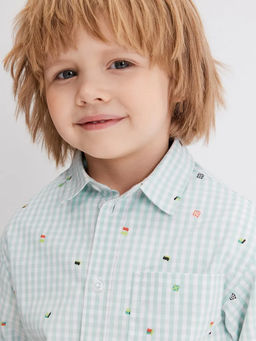 ACOOLA / Сорочка верхняя детская для мальчиков Pingo голубая клетка фото 5