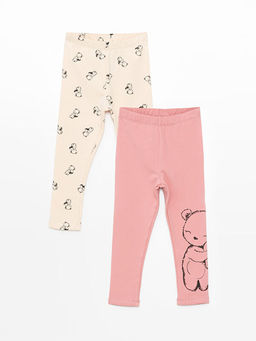 Beli Lastikli Bask?l? K?z Bebek Tayt 2li