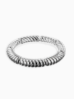 Браслет пластик на резинке "Стиль" резной, цвет серебро